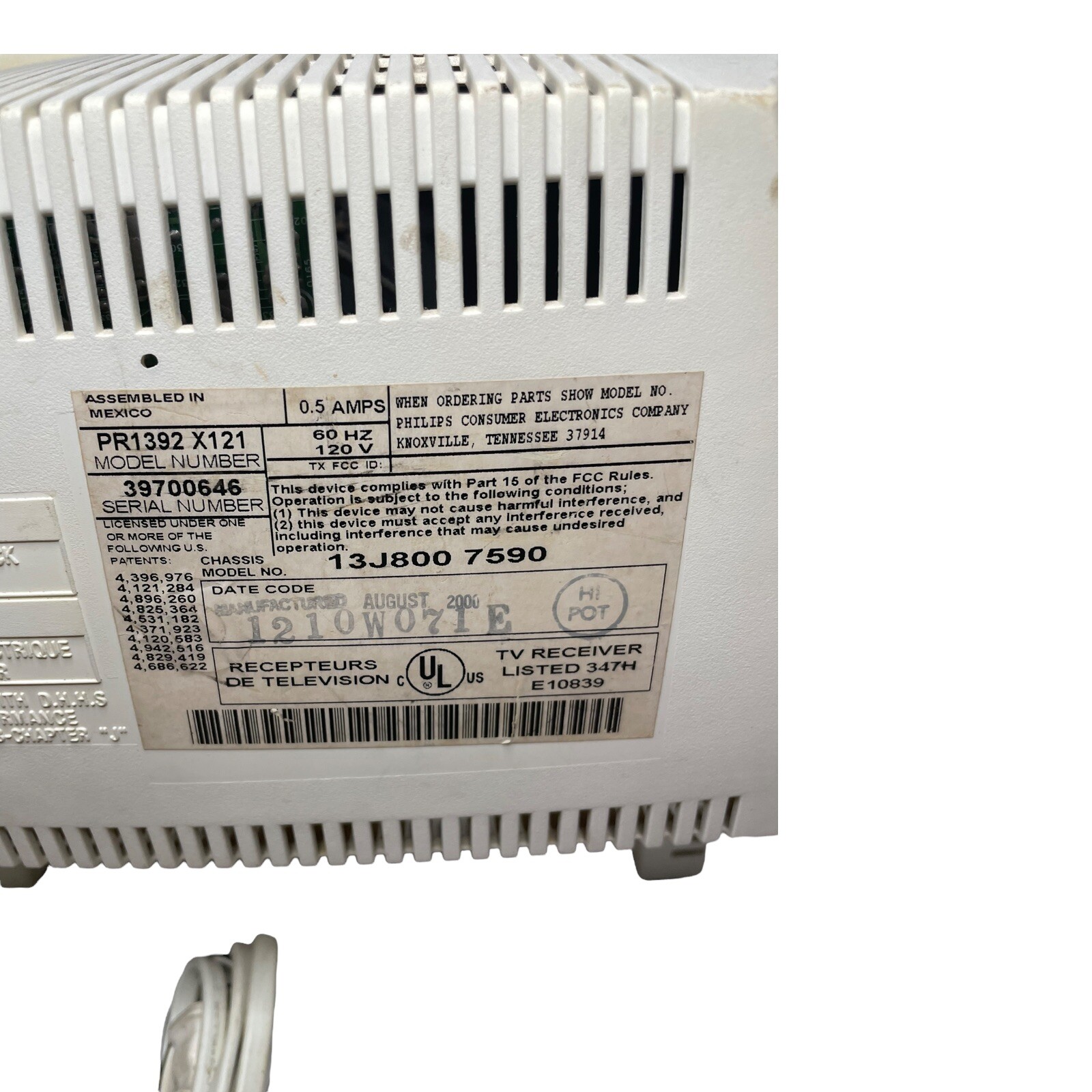 Philips Magnavox PR1392 X121 13 Inch CRT TV A/V Inputs RETRO Gaming w