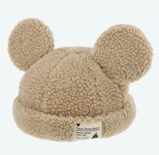 Tokyo Disney Resort Limited Mickey Mouse Ears Fluffy  Boa Hat Cap Beige 58㎝ JPN