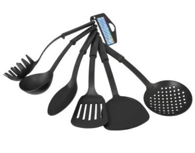 6er Pack Geschirr Utensilien Set sortiert hitzebeständig zum Kochen Nylon 30 cm
