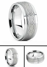 8MM Men or Ladies Genuine Loyal Celtic Knot Tungsten Carbide Wedding Band Ring