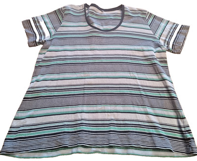 GINA LAURA  - T-Shirt mit Ringelmuster - marine/weiß/hellgrün Baumwolle Gr. XXL