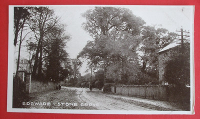 Alte LONDON Postkarte EDGEWARE STONE GROVE Echtfoto Stil Middlesex