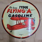 TYDOL FLYING GASOLINE PORCELAIN ENAMEL SIGN 29 X 29 INCHES
