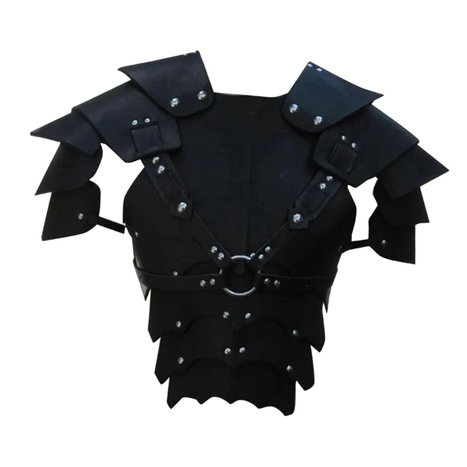 Vestido de fantasía ajustable con armadura en el pecho de cuero PU para cosplay caballero hombres mujeres Foto 3 de 4