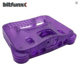N64 Full Housing Case Shell Replacement Nintendo 64 Console Clear Purple bitfunx