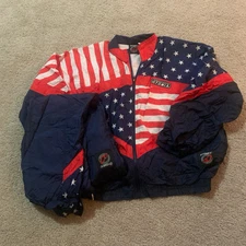 Atomix Promos American Flag Red White and Blue Windbreaker Vintage: Size Large