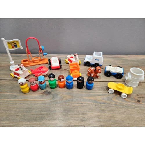 Vintage Fisher Price Little People (some Wood) Swing, Cars 20