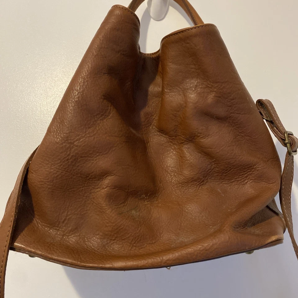 Bolso de Hombro I Medici Firenze Italiano Cuero Coñac Convertible Hobo Cartera Foto 4 de 4