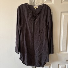 Cloth and Stone By Anthropologie Lace Up Tunic Shift Dress-SZ Small- Dark Grey
