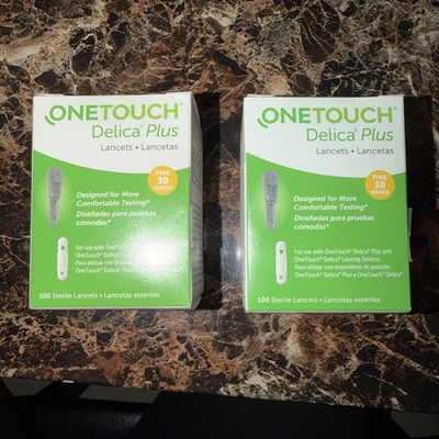 200 ONE TOUCH DELICA PLUS 30 GAUGE LANCETS (2 Boxes of 100) exp 9/2025