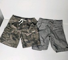 LUCKY BRAND little boy's khaki cargo shorts size 4 - 5 Camo Gray Lot Of 2 pair