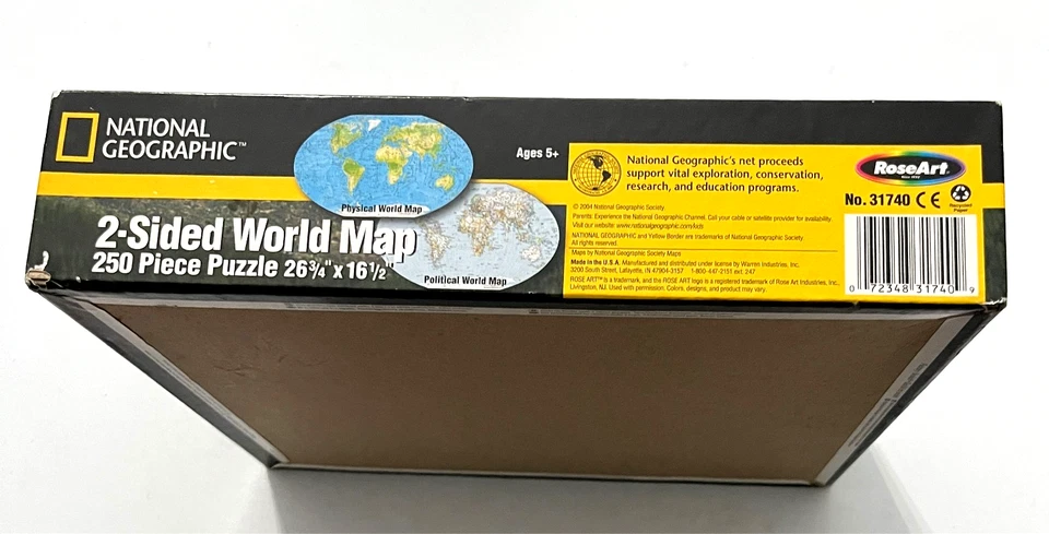 NATIONAL GEOGRAPHIC MAPA DO MUNDO 2 LADOS 250 peças quebra-cabeça 26 3/4"x16 1/2" lacrado - Imagem 2 de 3