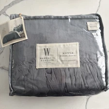 NEW Wamsutta Vintage Washed Linen Ruffle Full/Queen Duvet Cover Sage Green $339