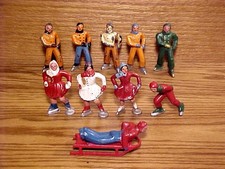 10 Barclay Winter Christmas Lead Figures-9 Skaters, 1 Sledder-Good Condition