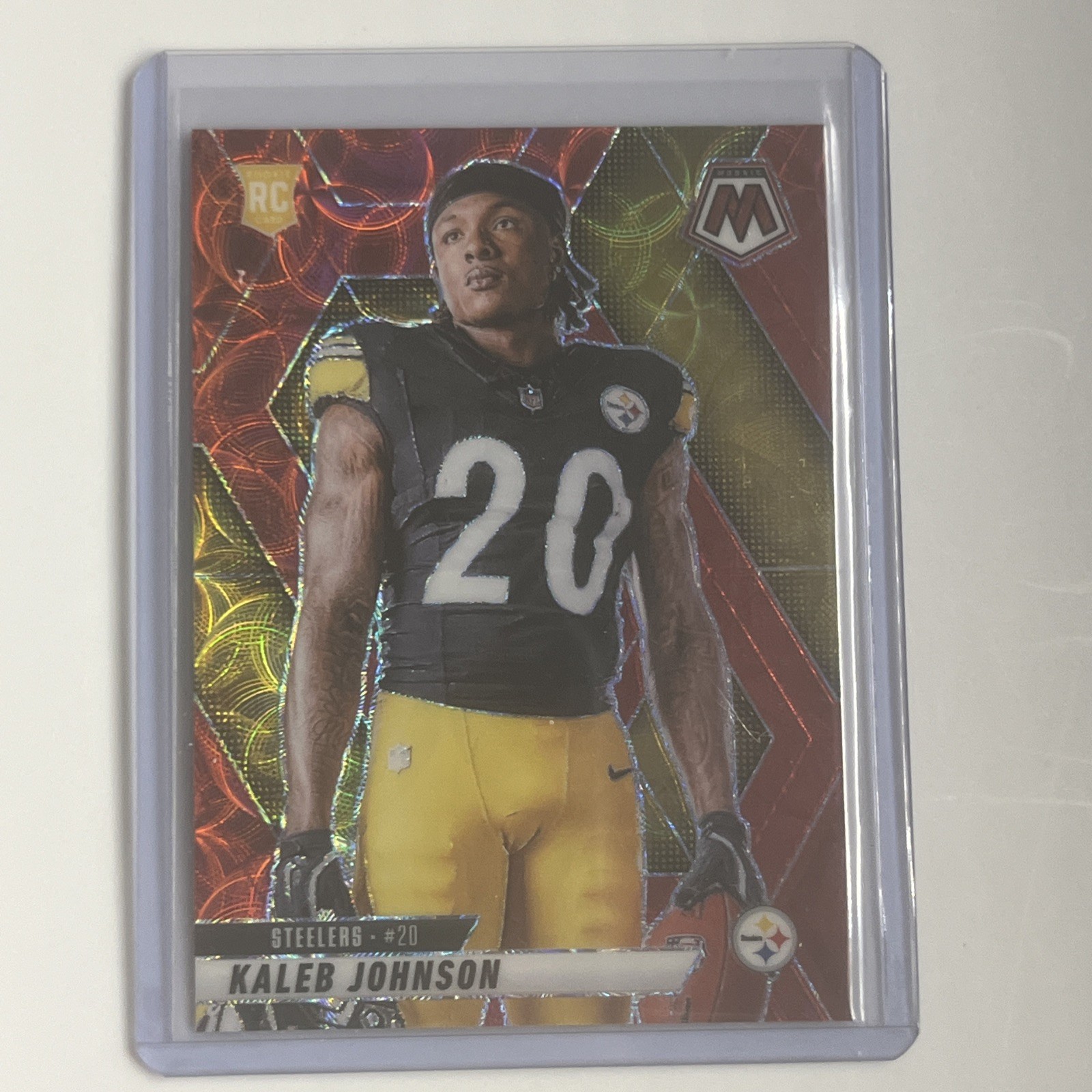 KALEB JOHNSON 2025 Panini Mosaic Red Scope Mosaic Prizm Variation Rookie RC #289
