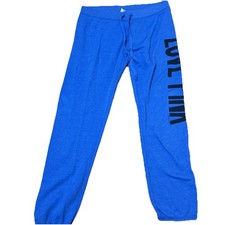 Y2K 2010 Victoria Secret Love PINK Jogger Sweatpants Blue SMALL Tapered Leg