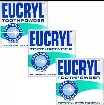Eucryl Zahnpulver Freshmint Geschmack leistungsstarke Fleckenentfernung Zahnaufhellung x3