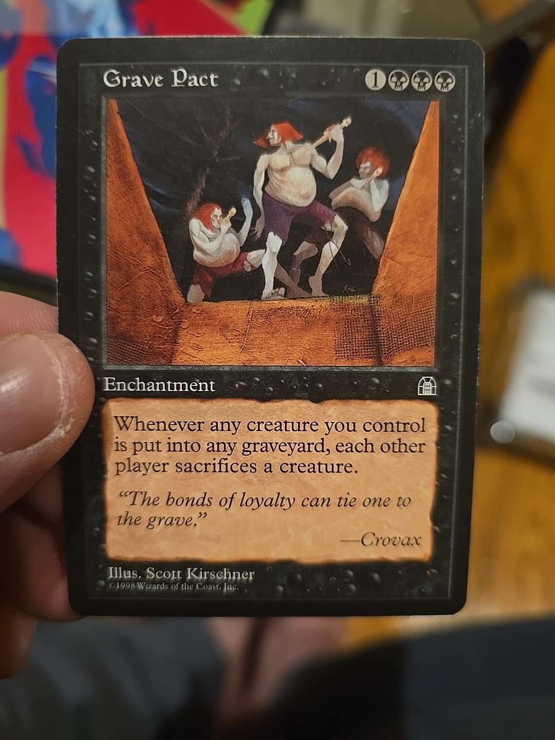 Grave Pact LP 1998 MTG Stronghold English Black Enchantment Sacrifice Creatures