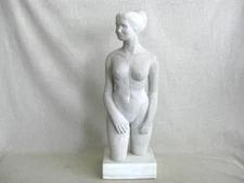 Vintage Female Figure Stone Carving Sculpture Large Portrait Statue Handmade