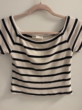 Pull&Bear Striped Off-the-Shoulder Crop Top