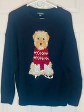 NWOT Wild Fable Novelty Dog Knit Sweater Size M in Navy
