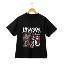 Cool Dragon Graphic T-Shirt - Streetwear Trendy Chinese Style Mythic Beast Tee