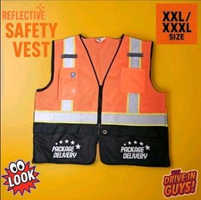 Hi Vis Safety Vest XXL/XXXL Package Delivery Reflective Zip Class 2 Gear