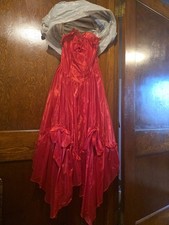 Jodi Lauren Red Satin Gown Dress Long Sleeveless Ruffle Size 5 100% Acetate