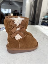Koolaburra By UGG Boots Girls Toddler Sz 5 Chestnut 2 Bow Soft Lining Victoria
