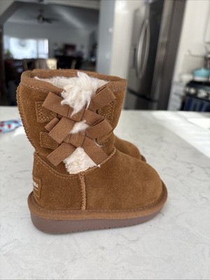 Koolaburra By UGG Boots Girls Toddler Sz 5 Chestnut 2 Bow Soft Lining Victoria