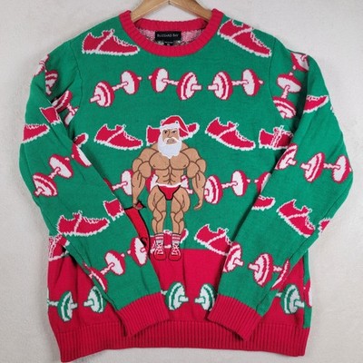 Men's Blizzard Bay Buff Workout Santa Gains Ugly Christmas Sweater - Size XL 