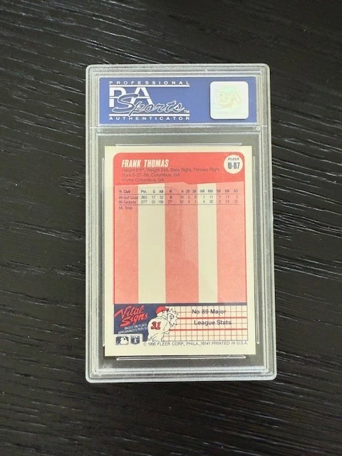 1990 Fleer Update #U87 White Sox Frank Thomas ROOKIE PSA 9 - Image 2 of 2