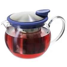FORLIFE Bola Glass Teapot with Basket Infuser, 15-Ounce/444ml, Marine