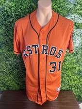 Houston Astros Baseball Pro Cut Worn Nameplate Removed Orange Jersey #31 Size 44