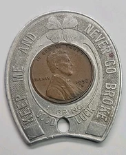 Italian Swiss Colony Spatola Wine 1952 D Wheat Penny Lucky Horseshoe Encased