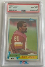 1981 Topps - Art Monk #194 (RC), PSA 8, PSA HOF REGISTRY