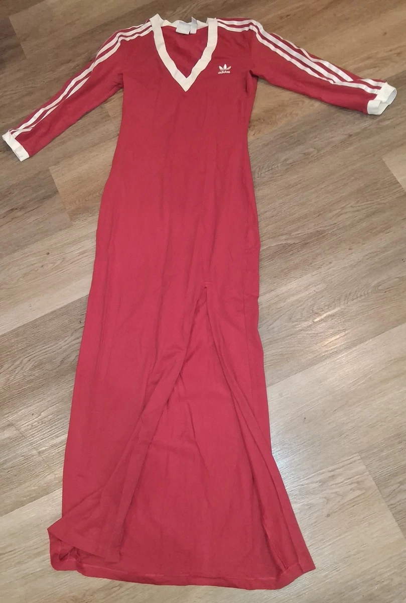 adidas long red dress adidas Women's Lifestyle Adicolor Classics 3-Stripes Maxi Dress