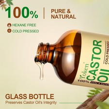 Castor Oil EWG Verified Glass Bottle - 100 Pure, Cold Pressed, Hexane Free,