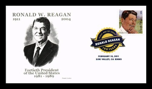US COVER PRESIDENT RONALD REAGAN 100TH ANNIVERSARY FDC PANDA CACHET