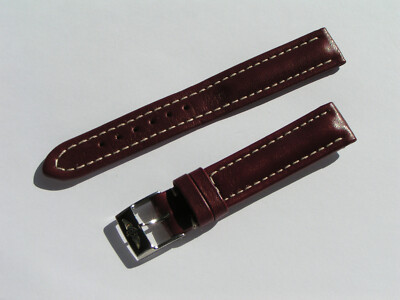 Breitling Band 15mm 173X 15/14 Kalb 70/110 rot braunes Riemenband NOS 022