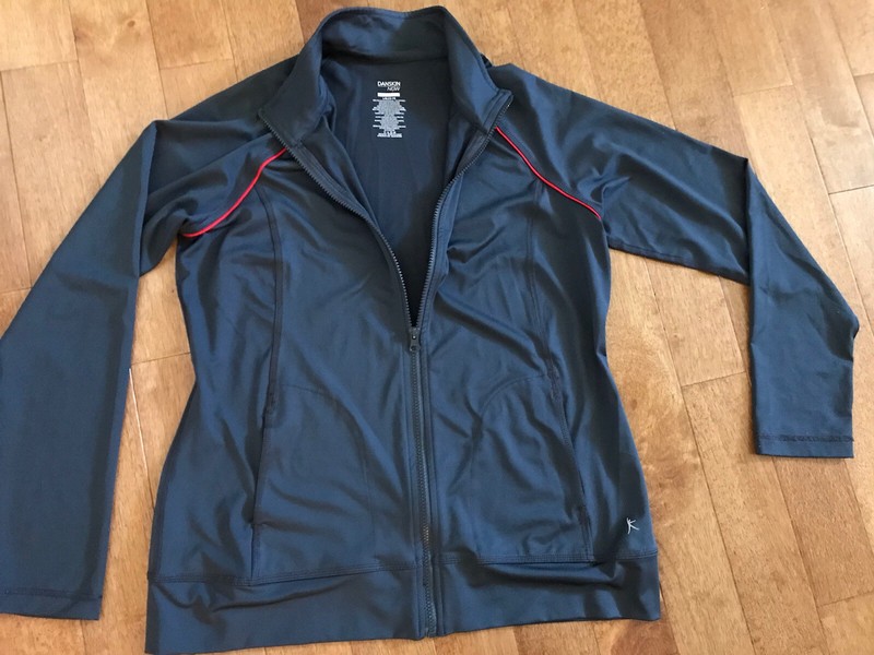 Danskin Now Semi-fitted Jacket Dri-more Technology, Large, Dark Grey