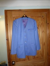 Libra Sz 14 Lovely Bnwot Vintage Wool Single Breasted Mid Blue Collarless Jacket
