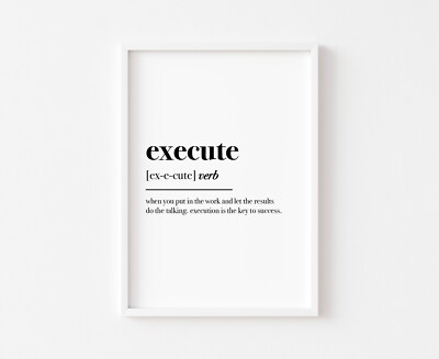Execute Definition | Home Office Druck | Fitnessstudio Wandkunst | Bürodruck