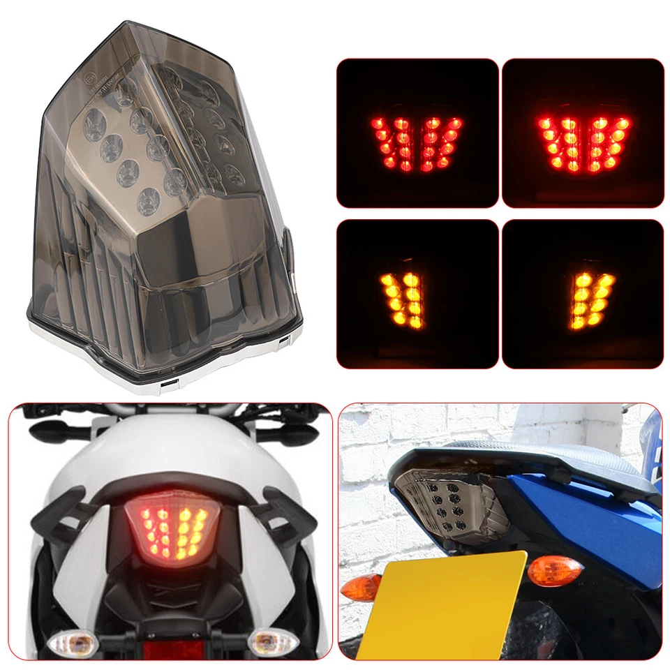 Integrated LED Tail Light Turn Signals For Yamaha XJ6 FZ6R 2009-2016 2017 Smoke Foto 3 de 4