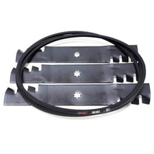 48" Mower Maintenance Kit 3 Blades and Belt For John Deere D140 D150 LA130 LA140
