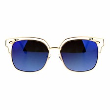 Womens Fashion Sunglasses Gold Square Metal Frame Wire Accent Top UV 400