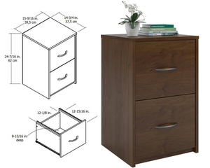 2 Drawer File Cabinet Document Office Brown Storage ...