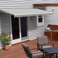 Retractable Outdoor Manual Awning Canopy Sun Shade Shelter Cafe Shop Garden Grey