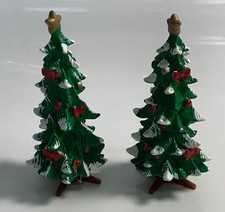 Vintage Christmas Village Trees Set of 2, Trains, Model 3" x 1.5"