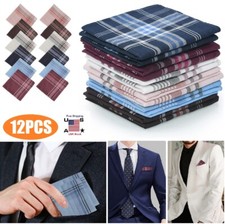 12 Pack Men's Cotton Handkerchiefs Classic Design Pocket Squares Multicolor